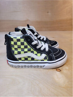 Vans SK8 Hi Zip Reissue Bmx Black/Sharp Green Kids Toddler Size 7 Shoes